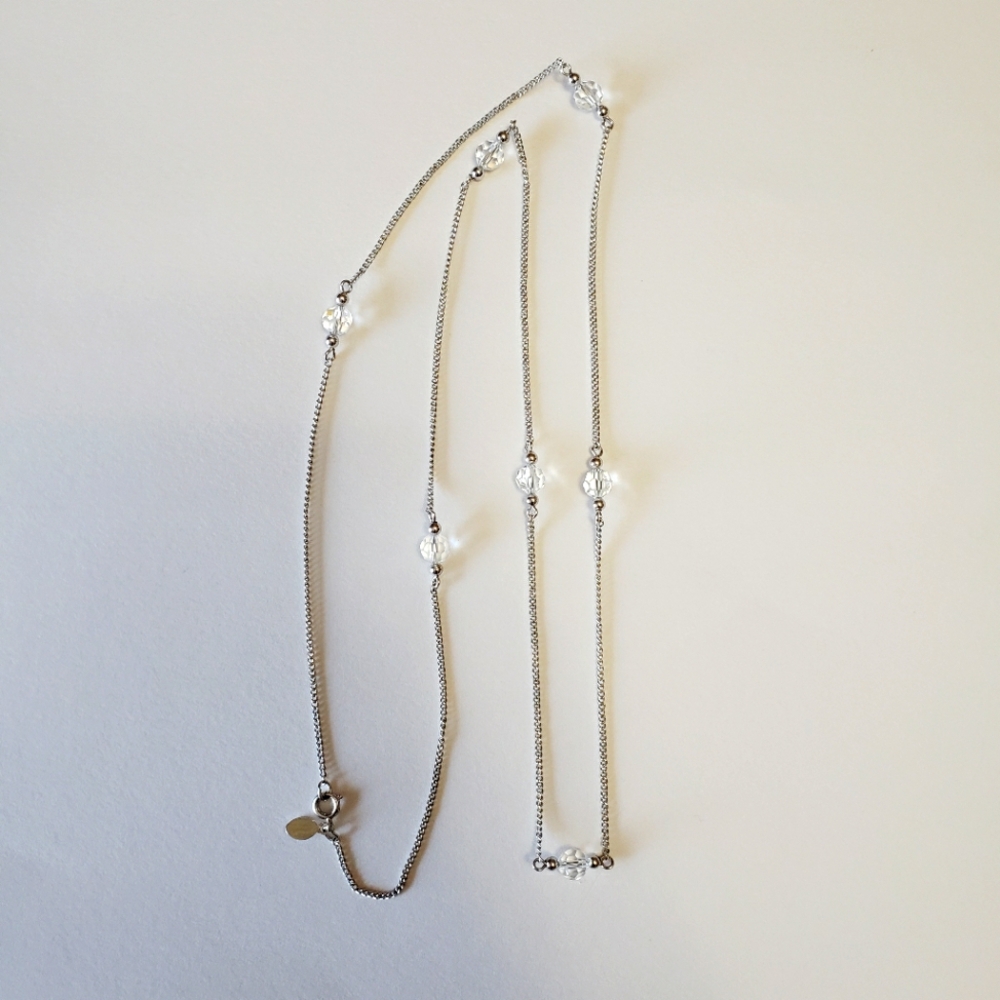 Avon Vintage Crystal Bead Station Necklace 30"